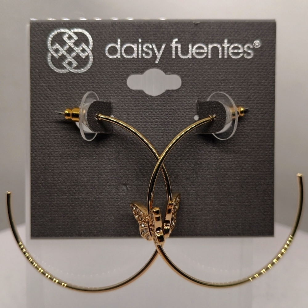 Daisy Fuentes Butterfly Hoop Earrings